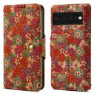 For Google Pixel 6 Pro Denior Flower Language Series Cork Fabric Oil Edge Leather Phone Case(Summer) - 1