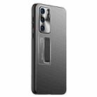 For Huawei P40 Frosted Metal Hybrid TPU Holder Phone Case(Black) - 1