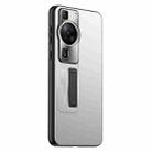 For Huawei P60 Frosted Metal Hybrid TPU Holder Phone Case(Silver) - 1