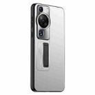 For Huawei P60 Pro Frosted Metal Hybrid TPU Holder Phone Case(Silver) - 1