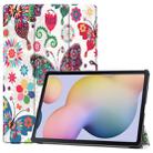 For Samsung Galaxy Tab S8+ / Tab S8 Plus /  Tab S7 FE / Tab S7+ Custer Painted PU Leather Case with Sleep / Wake-up Function & 3-Fold Holder(Color Butterfly) - 1