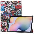 For Samsung Galaxy Tab S8+ / Tab S8 Plus /  Tab S7 FE / Tab S7+ Custer Painted PU Leather Case with Sleep / Wake-up Function & 3-Fold Holder(Graffiti) - 1