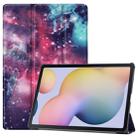 For Samsung Galaxy Tab S8+ / Tab S8 Plus /  Tab S7 FE / Tab S7+ Custer Painted PU Leather Case with Sleep / Wake-up Function & 3-Fold Holder(Galaxy Nebula) - 1