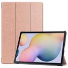 For Samsung Galaxy Tab S8+ / Tab S8 Plus /  Tab S7 FE / Tab S7+ Custer Texture Smart PU Leather Case with Sleep / Wake-up Function & 3-Fold Holder(Rose Gold) - 1
