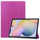 For Samsung Galaxy Tab S8+ / Tab S8 Plus /  Tab S7 FE / Tab S7+ Custer Texture Smart PU Leather Case with Sleep / Wake-up Function & 3-Fold Holder(Purple) - 1