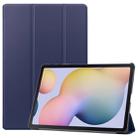 For Samsung Galaxy Tab S8+ / Tab S8 Plus /  Tab S7 FE / Tab S7+ Custer Texture Smart PU Leather Case with Sleep / Wake-up Function & 3-Fold Holder(Dark Blue) - 1