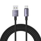 USAMS US-SJ666 USB To Type-C 3A Fast Charge Data Cable, Length: 2m(Black) - 1