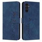 For Samsung Galaxy S24 Skin Feel Heart Embossed Leather Phone Case with Long Lanyard(Blue) - 1