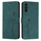 For Samsung Galaxy S24+ Skin Feel Heart Embossed Leather Phone Case with Long Lanyard(Green) - 1