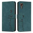 For Samsung Galaxy Xcover 7 Skin Feel Heart Embossed Leather Phone Case with Long Lanyard(Green) - 1