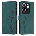 For Infinix Zero 30 4G Skin Feel Heart Embossed Leather Phone Case with Long Lanyard(Green) - 1