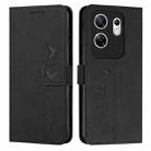 For Infinix Zero 30 4G Skin Feel Heart Embossed Leather Phone Case with Long Lanyard(Black) - 1
