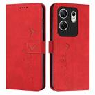 For Infinix Zero 30 4G Skin Feel Heart Embossed Leather Phone Case with Long Lanyard(Red) - 1