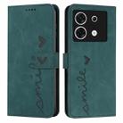 For Infinix Zero 30 5G Skin Feel Heart Embossed Leather Phone Case with Long Lanyard(Green) - 1
