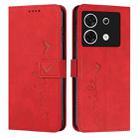 For Infinix Zero 30 5G Skin Feel Heart Embossed Leather Phone Case with Long Lanyard(Red) - 1