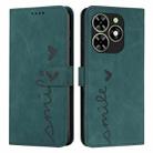 For Infinix Smart 8 Skin Feel Heart Embossed Leather Phone Case with Long Lanyard(Green) - 1