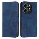 For Infinix Smart 8 Skin Feel Heart Embossed Leather Phone Case with Long Lanyard(Blue) - 1