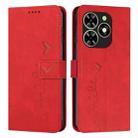 For Infinix Smart 8 Skin Feel Heart Embossed Leather Phone Case with Long Lanyard(Red) - 1