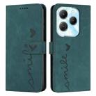 For Infinix Hot 40 / 40 Pro Skin Feel Heart Embossed Leather Phone Case with Long Lanyard(Green) - 1