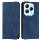 For Infinix Hot 40 / 40 Pro Skin Feel Heart Embossed Leather Phone Case with Long Lanyard(Blue) - 1