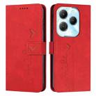 For Infinix Hot 40 / 40 Pro Skin Feel Heart Embossed Leather Phone Case with Long Lanyard(Red) - 1