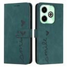 For Infinix Hot 40i Skin Feel Heart Embossed Leather Phone Case with Long Lanyard(Green) - 1