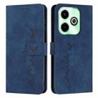 For Infinix Hot 40i Skin Feel Heart Embossed Leather Phone Case with Long Lanyard(Blue) - 1