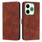 For Infinix Hot 40i Skin Feel Heart Embossed Leather Phone Case with Long Lanyard(Brown) - 1