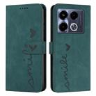 For Infinix Note 40 4G Skin Feel Heart Embossed Leather Phone Case with Long Lanyard(Green) - 1