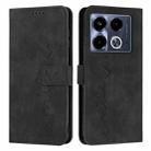 For Infinix Note 40 4G Skin Feel Heart Embossed Leather Phone Case with Long Lanyard(Black) - 1