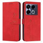 For Infinix Note 40 4G Skin Feel Heart Embossed Leather Phone Case with Long Lanyard(Red) - 1