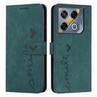 For Infinix GT 20 Pro Skin Feel Heart Embossed Leather Phone Case with Long Lanyard(Green) - 1