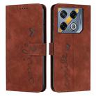 For Infinix GT 20 Pro Skin Feel Heart Embossed Leather Phone Case with Long Lanyard(Brown) - 1