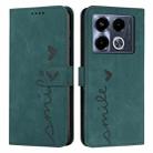 For Infinix Note 40 5G Skin Feel Heart Embossed Leather Phone Case with Long Lanyard(Green) - 1