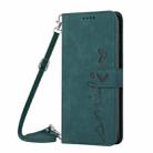 For Infinix Note 40 5G Skin Feel Heart Embossed Leather Phone Case with Long Lanyard(Green) - 2