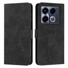 For Infinix Note 40 5G Skin Feel Heart Embossed Leather Phone Case with Long Lanyard(Black) - 1