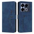 For Infinix Note 40 5G Skin Feel Heart Embossed Leather Phone Case with Long Lanyard(Blue) - 1