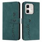 For Infinix Hot 50i Skin Feel Heart Embossed Leather Phone Case with Long Lanyard(Green) - 1