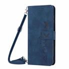 For Infinix Hot 50i Skin Feel Heart Embossed Leather Phone Case with Long Lanyard(Blue) - 2