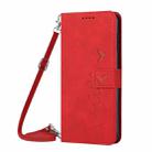 For Infinix Hot 50i Skin Feel Heart Embossed Leather Phone Case with Long Lanyard(Red) - 2