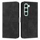 For Infinix Hot 50 Pro 4G Skin Feel Heart Embossed Leather Phone Case with Long Lanyard(Black) - 1