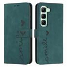 For Infinix Hot 50 Pro+ 4G Skin Feel Heart Embossed Leather Phone Case with Long Lanyard(Green) - 1