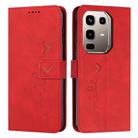 For Infinix Note 50x Skin Feel Heart Embossed Leather Phone Case with Long Lanyard(Red) - 1