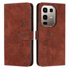 For Infinix Note 50x Skin Feel Heart Embossed Leather Phone Case with Long Lanyard(Brown) - 1