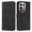 For Infinix Note 50s Skin Feel Heart Embossed Leather Phone Case with Long Lanyard(Black) - 1