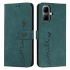 For Infinix Smart 10 4G Skin Feel Heart Embossed Leather Phone Case with Long Lanyard(Green) - 1