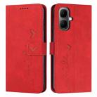 For Infinix Smart 10 4G Skin Feel Heart Embossed Leather Phone Case with Long Lanyard(Red) - 1