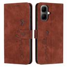 For Infinix Smart 10 4G Skin Feel Heart Embossed Leather Phone Case with Long Lanyard(Brown) - 1