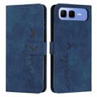 For Infinix Smart 10 Plus 4G Skin Feel Heart Embossed Leather Phone Case with Long Lanyard(Blue) - 1