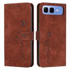 For Infinix Smart 10 Plus 4G Skin Feel Heart Embossed Leather Phone Case with Long Lanyard(Brown) - 1